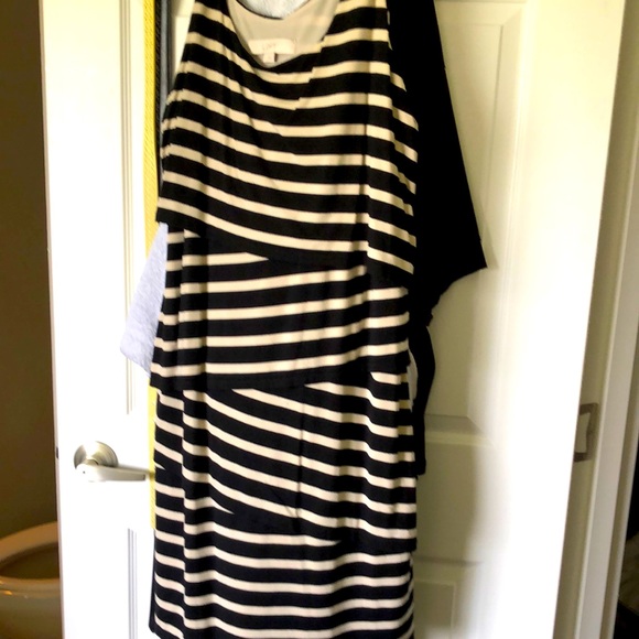 Loft stripped dress L - Picture 1 of 1